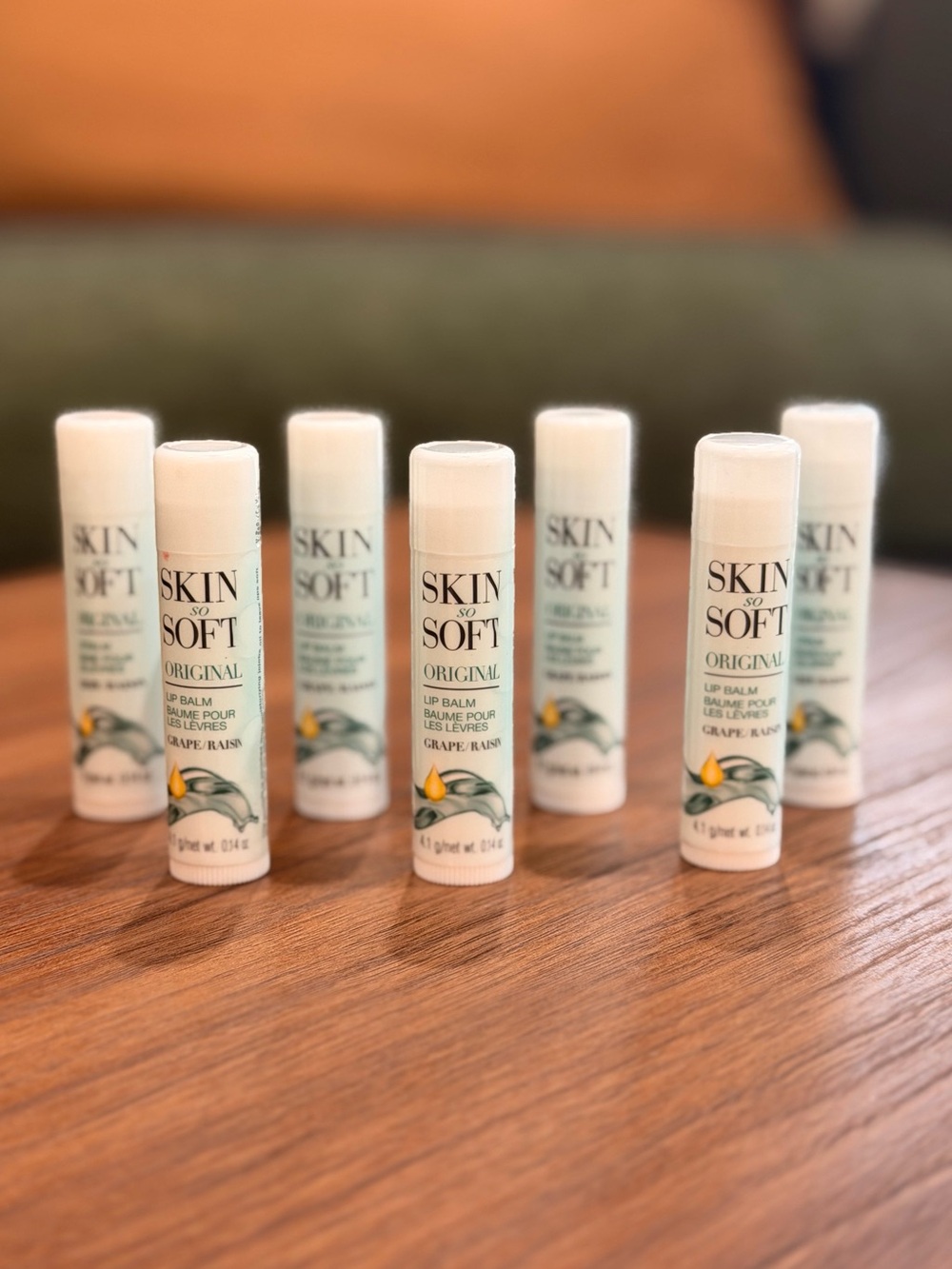 NEW Avon Skin So Soft Set of 7 Original Lip Balm in Grape/Raisin Flavor 0.14 OZ